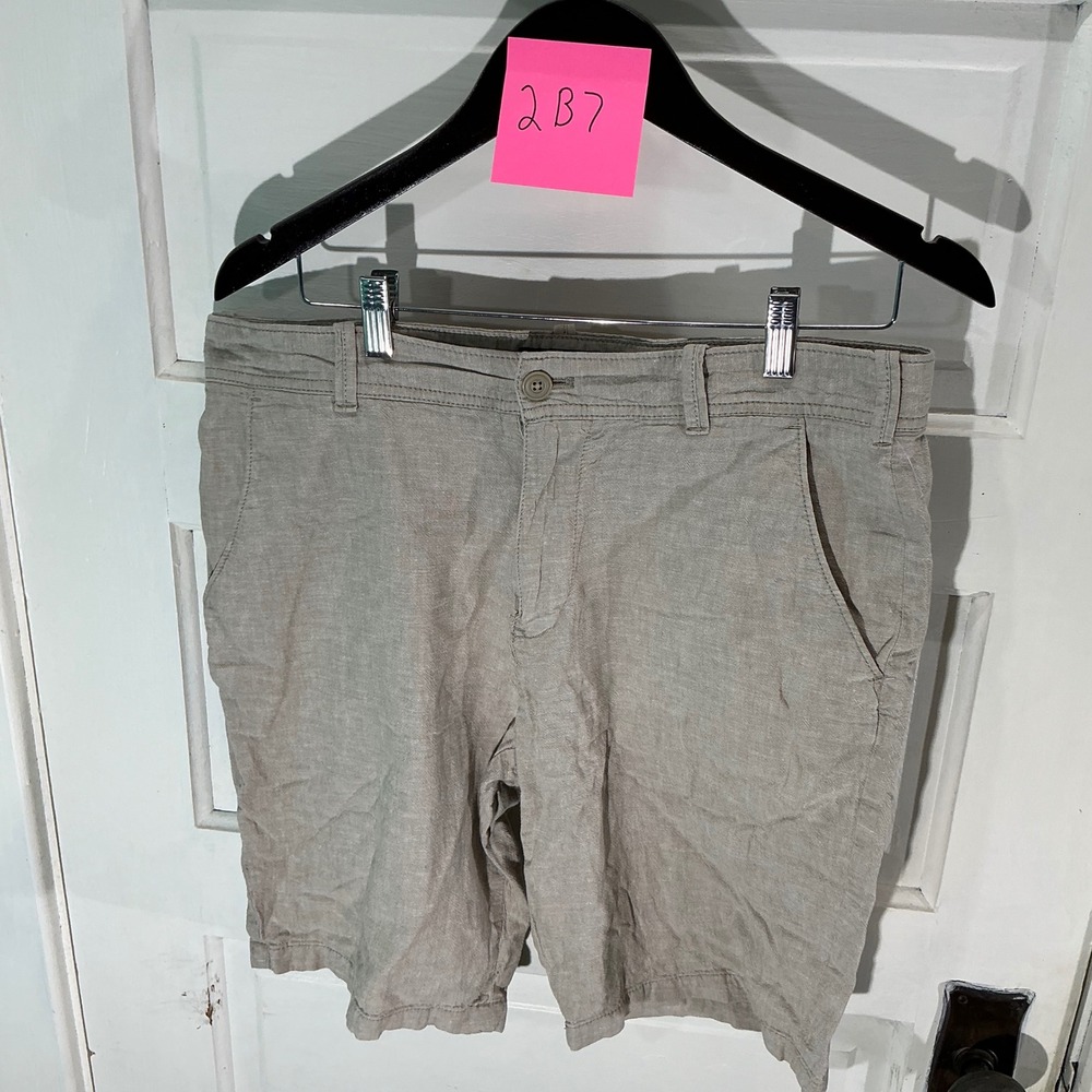 Express Linen‎ Blend Shorts Lightweight Casual Chino Khaki Beige Size 32